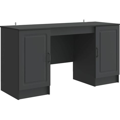 Desk with Shelf Black 142.5 x 50 x 75 cm Engineered Wood vidaXL