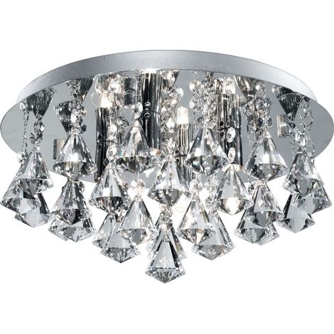 Searchlight Bathroom - Plafonnier de salle de bain à 4 ampoules Chrome, transparent et verre IP44, G9 (1/5)