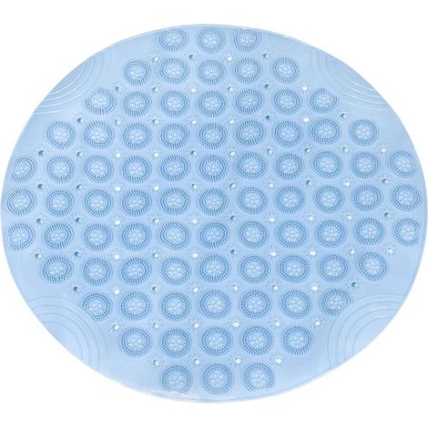 Runde Duschmatte mit Saugnapf und Abflussloch, massierende Fußduschmatte, 55 x 55 cm (blau) (1/5)