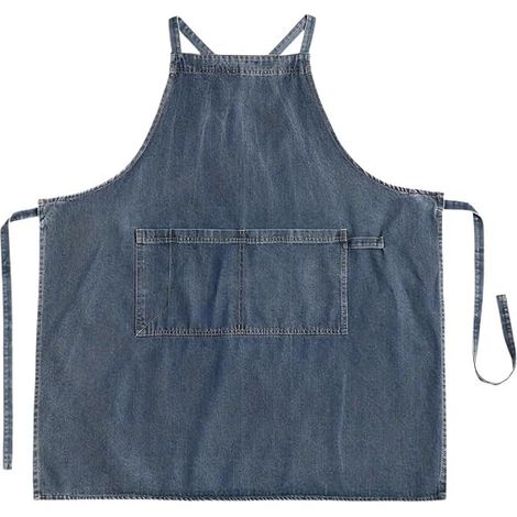 Grembiule portautensili unisex in denim con tasche, design retrò con incrocio sulla schiena, adatto per giardinaggio, falegnameria, barbecue e altri lavori - azzurro chiaro. (1/5)