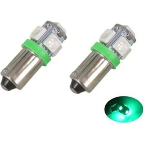 Lumières LED BA9S 5 SMD5050 Vert 2-Pack Forme T4W Argent Gris - (1/4)