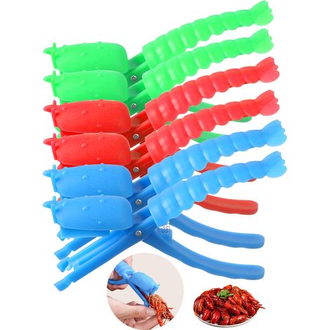 Juego de 6 peladores de gambas, pelador portátil para pelar gambas fácilmente, ideal para usar en cocinas y restaurantes (azul, verde, rojo). (1/5)