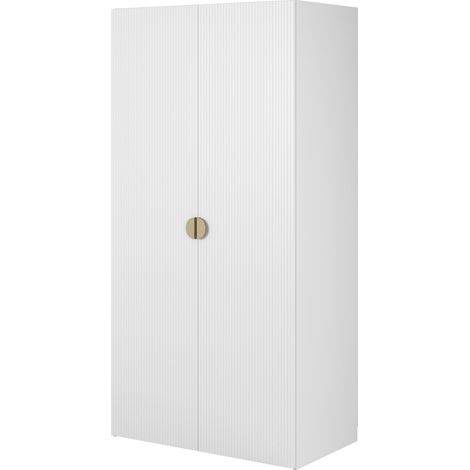 Selsey Moonir - Kleiderschrank 2-türig mit Kleiderstange und Schubladen, 100 cm, weiß (1/5)