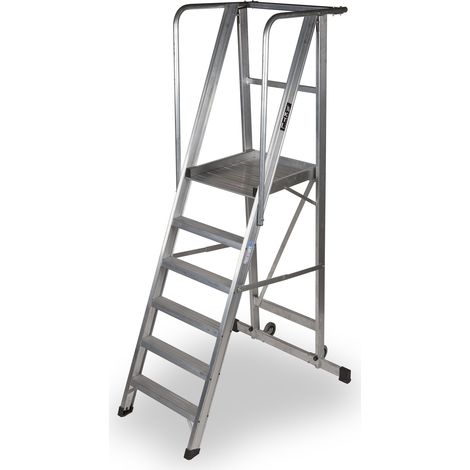 Escalera KTL KASTLE móbil con plataforma plegable 52x60 cm. (1/5)
