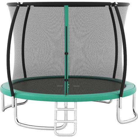 Robuste Acier Galvanisé Trampoline Extérieur avec Filet et Échelle pour Loisirs de Plein Air Enfants et Adultes Vert (1/5)