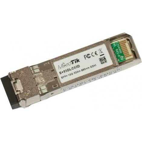 MikroTik S+85DLC03D SFP+ Fibra multimodale Doppio LC 10/100/1000/10000 Mbit/s Lunghezza d'onda 850 nm Distanza massima di trasmissione 300 m Temperatura da -40 a +70 °C Garanzia di 12 mesi