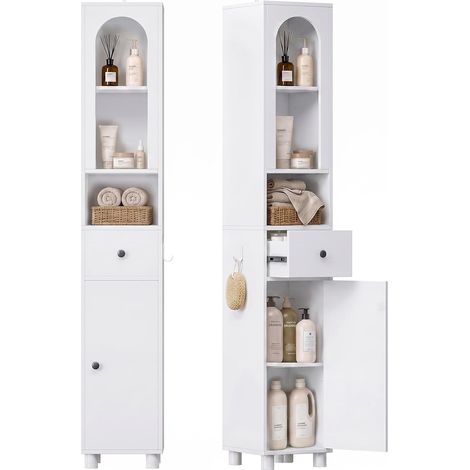 Colonne Salle Bain, Meuble Rangement, Armoire Étroite, 171cm (1/5)