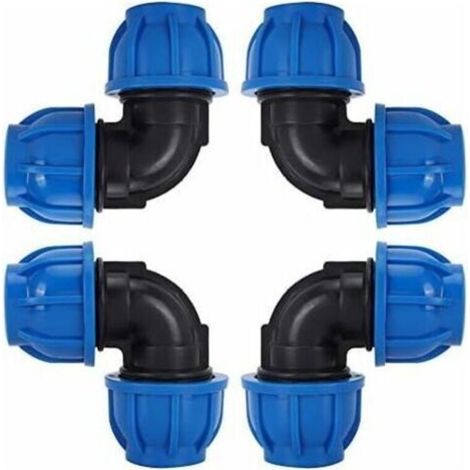 4 Pcs à 32mm Tuyau d'eau Coude Connecteur en PE Plastique Raccord Rapide Accessoires pour Purificateurs d'eau Potable(ø 32)