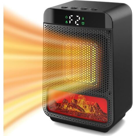 Mini radiateur électrique pour usage intérieur, petit radiateur de cheminée 1500W avec flamme LED 3D, protection de sécurité, radiateur de cheminée de table portable