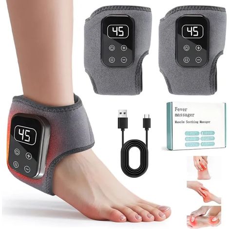 Masseur de Pieds Électrique Lot de 2, 5 Niveaux de Massage et 5 Températures Rechargeable pour Douleurs Plantaire Corvina