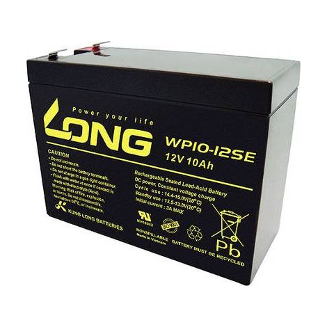 Long WP10-12SE WP10-12SE Batterie au plomb 12 V 10 Ah plomb (AGM) (l x H x P) 151 x 118 x 65 mm cosses plates 6,35 mm résistant aux cycles de charge, Y860692 (1/2)