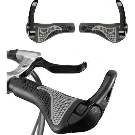 APEX Poignées de Guidon de Vélo Ergonomique, 1 Paire Poignées VTT Antidérapant en Caoutchouc et Aluminium Corne Grip de Vélo Poignée