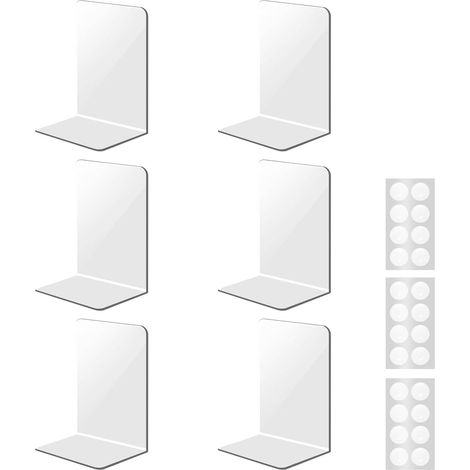 6 serre-livres acrylique transparent avec autocollants antidérapants pour une organisation stable des livres dans les maisons (1/4)