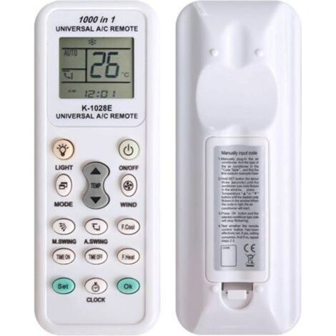 K-1028E Télécommande universelle pour climatiseur 1000 en 1 A/C Télécommande LCD numérique Compatible avec Fujitsu, LG, Panasonic, Samsung, Mitsubishi (1/4)