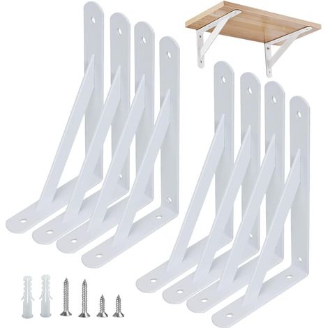 8er-Pack Regalhalterungen, Hochleistungshalterungen, 90-Grad-Wandhalterungen für Eckregale, Metallregalhalterungen mit Schrauben, Wandhalterungen für Regale, Eisenregalhalterungen für Eckregale (150 x