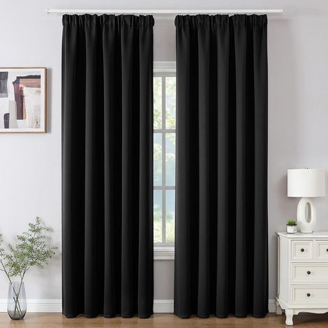 Lot de 2 Rideaux Occultants, Galon Fronceur, Polyester, Isolation Thermique, Salon Chambre (1/5)