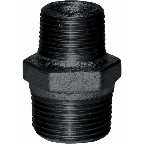 Reduzierter Nippel 40x49 / 15x21, doppeltes Außengewinde schwarz