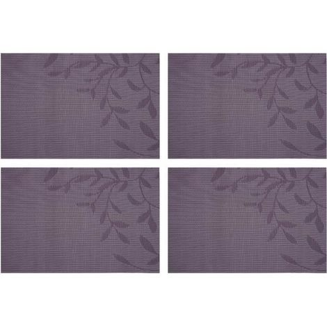 4 Pcs Set de Table antidérapant,4 pièces,tapis de Table résistant à la chaleur, motif de feuilles de Style européen, lavable.Violet (1/3)
