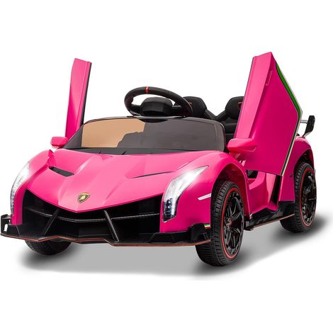 Voiture Électrique Enfant 12V sous Licence Officielle Lamborghini,Télécommande Parentale, 3 Vitesses, LED & Musique,Rose (1/5)
