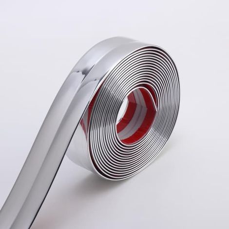 Glänzende, silberfarbene Multifunktions-Wandleiste, Eckleiste und Dichtungsleiste für Tischkanten, Türrahmen und Fußleisten, 5 m x 2 cm (1/5)