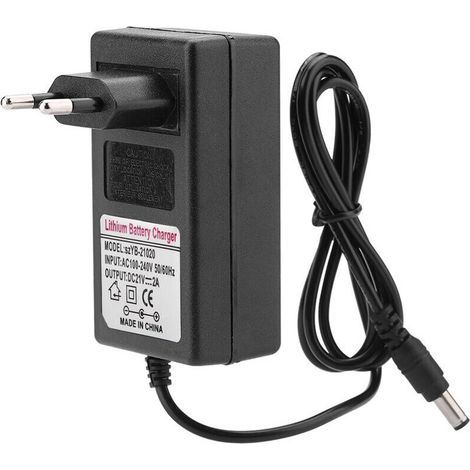 Adaptateur secteur universel, chargeur de batterie DC 21V 2A/AC 100-240V 50Hz/60Hz, pièce de rechange lithium-ion, chargeur sécurisé 2A affichage LED de charge rapide à courant élevé, adaptateur secte (1/3)
