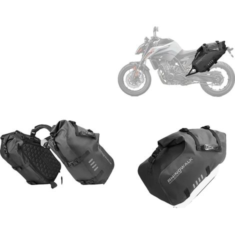 Alforja para motocicleta, material impermeable, ajuste universal, color negro, 48 L (2 unidades de 24 L). (1/2)