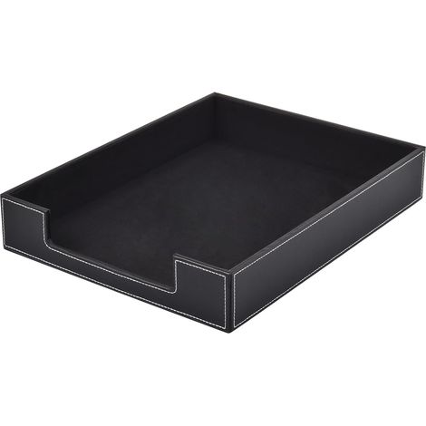 Boîte de rangement en cuir, multifonction, pour fournitures de bureau, bijoux, cosmétiques, porte - lettres (noir, 35,5 27,5 6cm) (1/5)