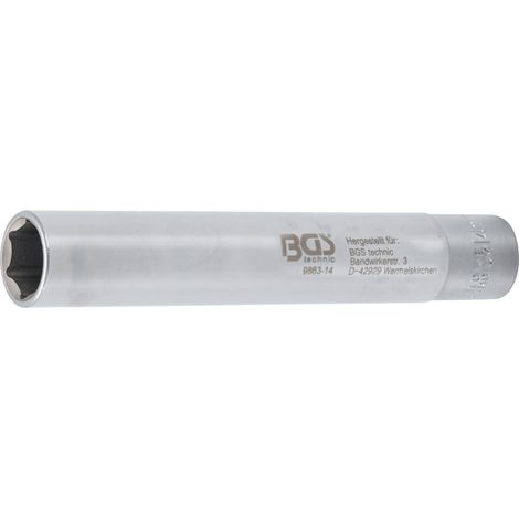 Llave de vaso hexagonal, extra largas  propulsión cuadrado interior 10 mm (3/8“)  14 mm (1/2)