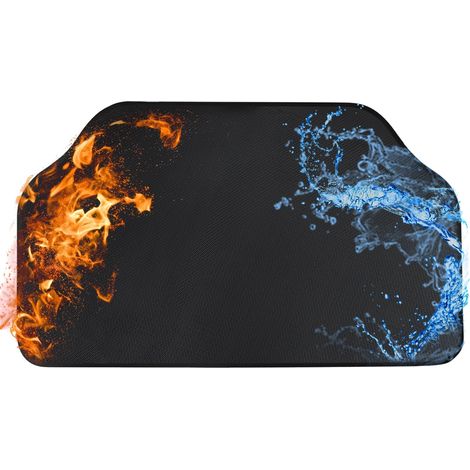 Tapis de cheminée, résistant aux flammes, design antidérapant, noir, 60x102cm (1/2)