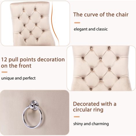 Fauteuil à quatre pieds, fauteuil en velours beige, idéal pour la salle à manger. Le dossier est haut le cadre du fauteuil est fait de bois massif, également en couleur beige. Paire de fauteuils. (1/5)