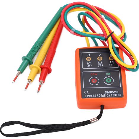 SM852B Testeur de séquence de phase CA triphasé avec indicateur LED et détecteur de rotation, 60 V  600 V