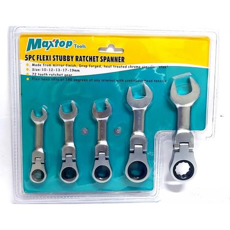 CHIAVI COMBINATE A CRICCHETTO NANE SET DA 5 PZ 10 12 13 17 e 19mm Art. 04384 (1/5)