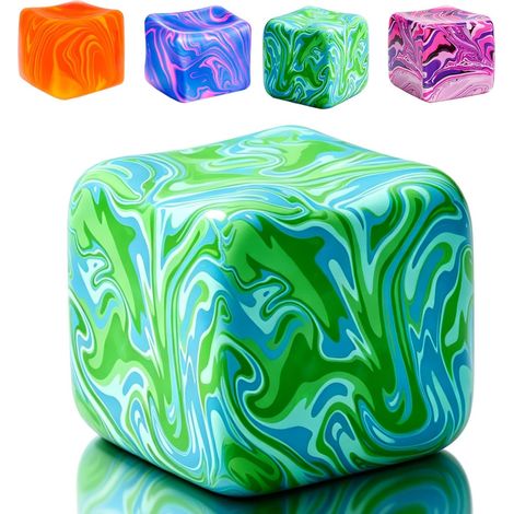 Cube anti-stress souple et silencieux – Jouet sensoriel à presser – Jouet anti-stress silencieux pour adultes et enfants – Vert