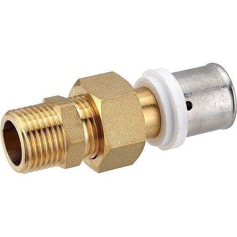 Pressfitting-Verschraubung 20 x 2,0 mm - 1/2 Zoll Außengewinde flachdichtend für MV-Rohr