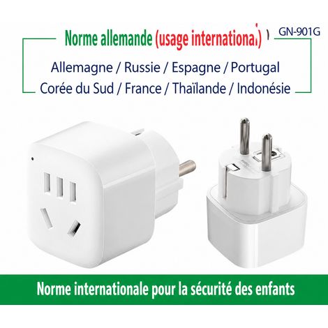 Adaptateur de prise de voyage standard allemand et européen 1 prise modèle 901G 901g 200 g – Livraison gratuite