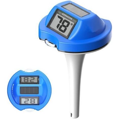 Doppelbildschirm-Poolthermometer, gut ablesbar, schwimmend, mit Digitalanzeige, wasserdicht nach IP68, solarbetrieben, dunkelblau (1/5)