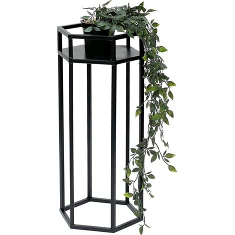 DanDiBo Blumenhocker Metall Schwarz 6eck 50 cm Blumenständer Blumensäule 96453 S Pflanzenhocker Modern Pflanzenständer