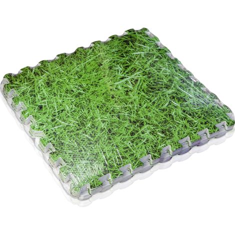 Protecteur de Sol de Piscine en EVA, Couleur Imitation Gazon, 9 pièces, 8 mm d'épaisseur. Résistant et offrant Une Protection Solide Contre Les Perforations. (1/5)
