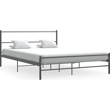 Maison Exclusive - Bettgestell ohne Matratze Grau Metall 140×200 (1/5)