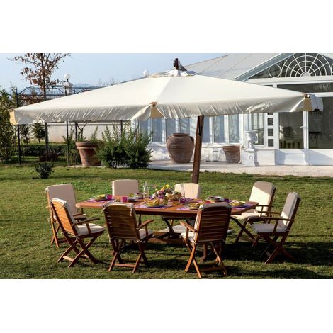 Ombrellone Decentrato 3x4 da Giardino Palo in Legno Top in Poliestere (1/4)