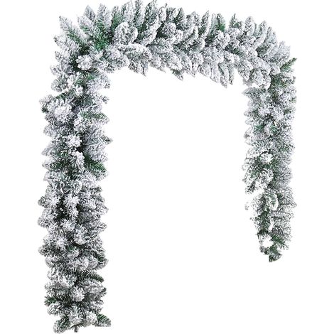 Guirlande de rotin blanc retombant de 2,7 m en cèdre, idéale pour décorer un sapin de Noël, une cheminée, un escalier, une porte ou une cour. (1/5)