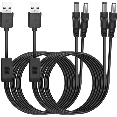USB to DC5521 5V USB to DC5521 Y Power Cable 5V 2.5A Splitter Charging Cable USB A Male to Dual DC 5.5x2.1mm Male Connector Cable for Fan (1/5)