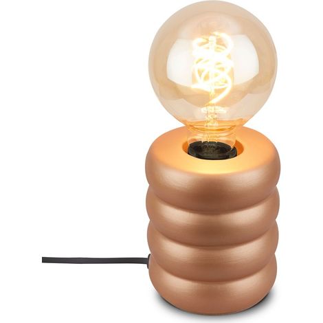 Briloner Tischleuchte Keramikfuß Ø10,5x12,5 cm E27 Fassung max. 25W Kabelschalter Coffee - Tischlampe Wohnzimmer Schlafzimmer Büro (1/5)