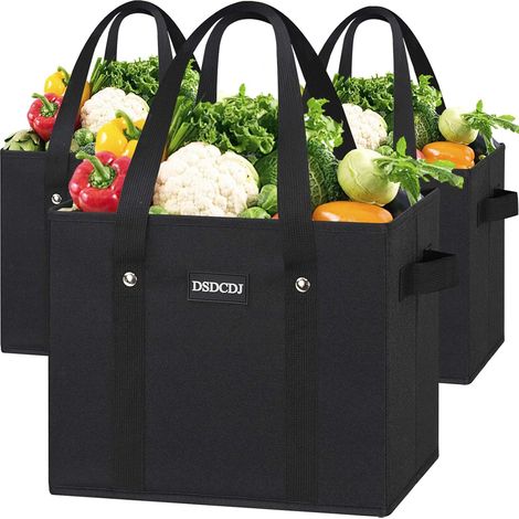 Set of 3 foldable shopping baskets, stable shopping bag with reinforced handle and bottom, ideal for shopping, transport and storage (1/5)