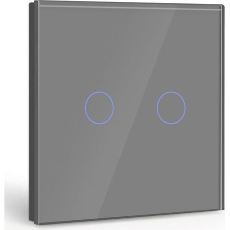 Single-position, 2-position touch switch with white light and LED display - no neutral wire required, grey (1/5)