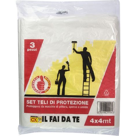 Set 3 teli di protezione 4x4 mt.brico ok - pennellificio 2000 (1/2)
