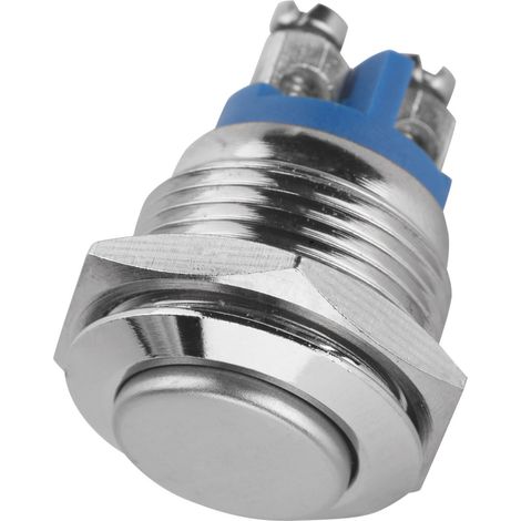 Lot de 5 interrupteurs à bouton poussoir mini 2 broches 16mm 250V métalliques étanches tête bombée (1/5)