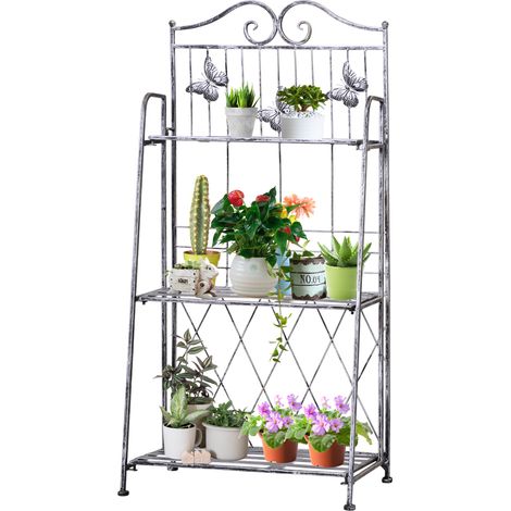 3 Tier Plant StIndoor Outdoor, Metal Plant Shelf Flower Display Rack for Potted Plants Garden Balcony Decor, 44 x 25 x 96 cm (1/5)