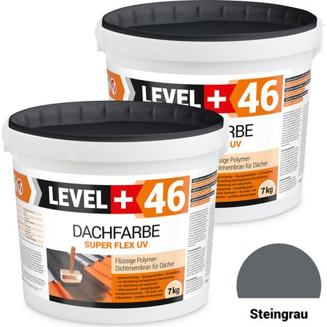 LEVEL+ Dachfarbe Sockelfarbe elastische Dicht-Polymermembrane L+46 STEINGRAU - 14KG (1/4)