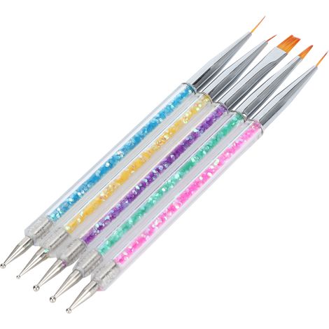 Professional Nail Art Liner Brushes DIY Double End Nail Dotting Pen Painting Brush Set (1/5)